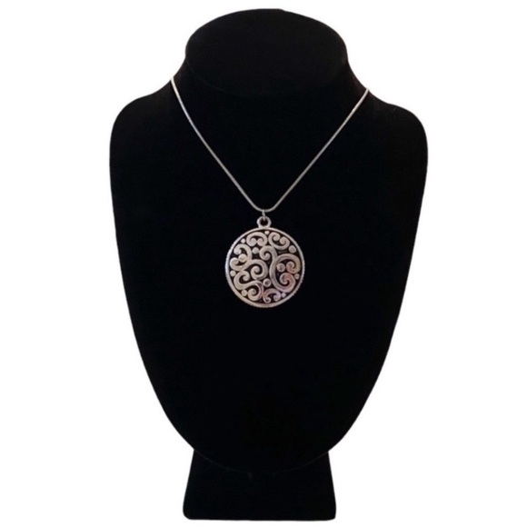 NEW ! Reversible Jewelry 38” Long Necklace Adjustable Scroll Side Hammered Side - Picture 8 of 15